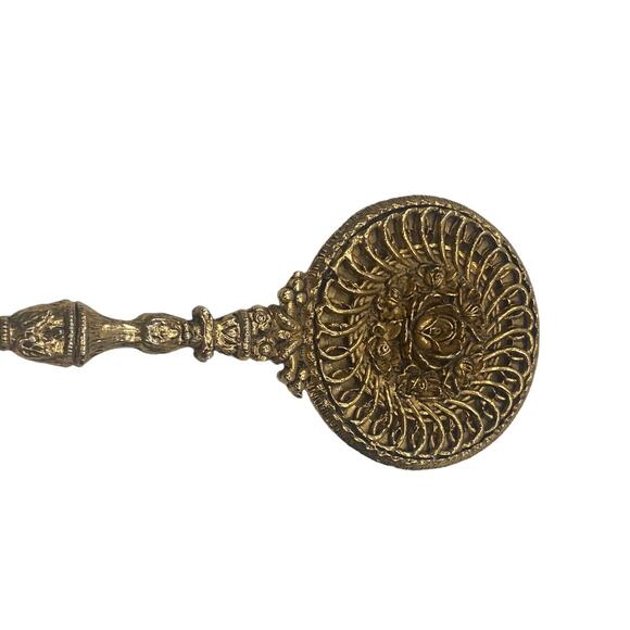 Antique Gilt Scrolled Roses Flapper Small Handheld Mirror Old Hollywood Art Deco - Picture 9 of 12